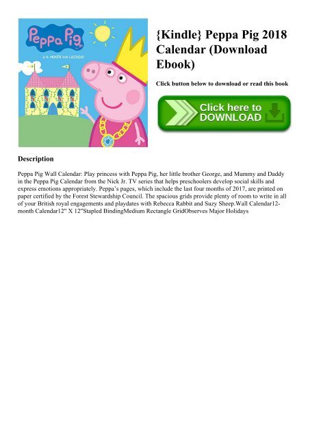 {Kindle} Peppa Pig 2018 Calendar (Download Ebook)