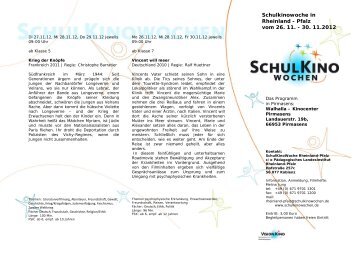 Schulkinowoche in Rheinland - Pfalz vom 26. 11. - 30. 11.2012