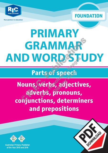 RIC-20222 Primary Grammar and Word Study Foundation – Parts of Speech