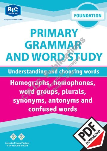RIC-20223 Primary Grammar and Word Study Foundation – Understanding and choosing words