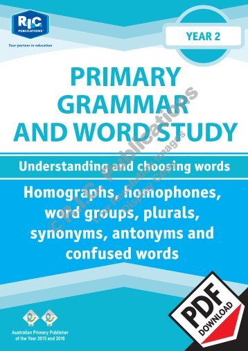 RIC-20231 Primary Grammar and Word Study Year 2 – Understanding and choosing words
