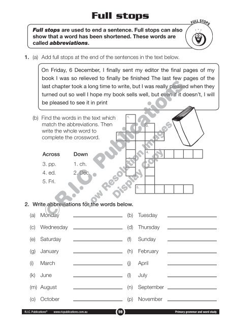 RIC-20232 Primary Grammar and Word Study Year 2 – Punctuation