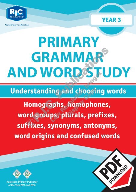 RIC-20235 Primary Grammar and Word Study Year 3 – Understanding and choosing words