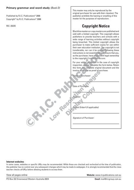 RIC-20235 Primary Grammar and Word Study Year 3 – Understanding and choosing words