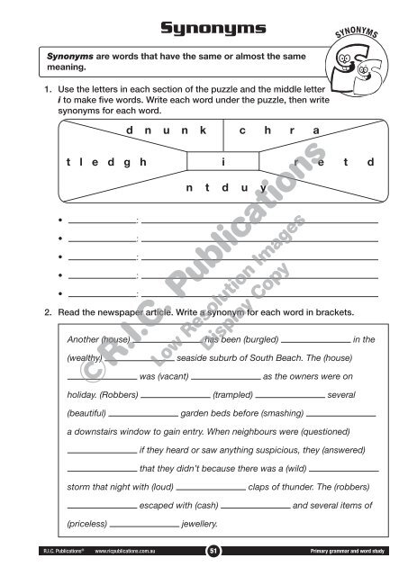 RIC-20235 Primary Grammar and Word Study Year 3 – Understanding and choosing words