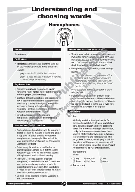 RIC-20235 Primary Grammar and Word Study Year 3 – Understanding and choosing words