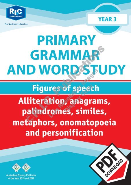 Ric 20237 Primary Grammar And Word Study Year 3 Figures Of Speech