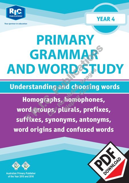 RIC-20239 Primary Grammar and Word Study Year 4 – Understanding and choosing words