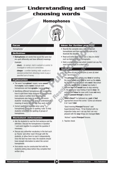 RIC-20239 Primary Grammar and Word Study Year 4 – Understanding and choosing words