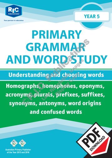 RIC-20243 Primary Grammar and Word Study Year 5 – Understanding and choosing words