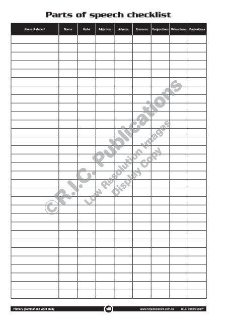 RIC-20246 Primary Grammar and Word Study Year 6 – Parts of Speech