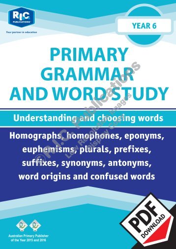 RIC-20247 Primary Grammar and Word Study Year 6 – Understanding and choosing words