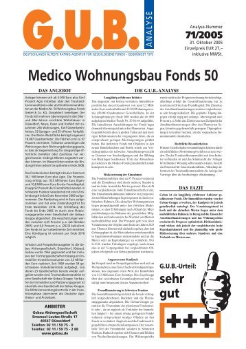 Medico Wohnungsbau Fonds 50 - G.U.B.-Fondsguide