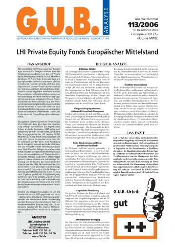 LHI Private Equity Fonds Europäischer Mittelstand - G.U.B. ...