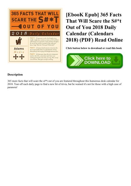[EbooK Epub] 365 Facts That Will Scare the S#t Out of You 2018 Daily Calendar (Calendars 2018) (PDF) Read Online