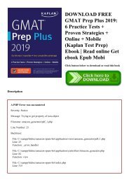 DOWNLOAD FREE GMAT Prep Plus 2019 6 Practice Tests + Proven Strategies + Online + Mobile (Kaplan Test Prep) Ebook  Read online Get ebook Epub Mobi