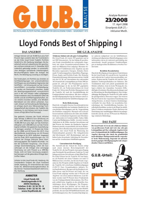 Lloyd Fonds Best of Shipping I