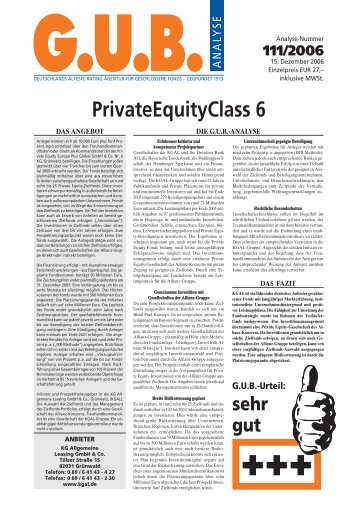 PrivateEquityClass 6 - G.U.B.-Fondsguide