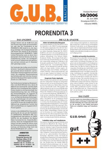 PRORENDITA 3 - G.U.B.-Fondsguide