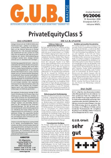 PrivateEquityClass 5 - G.U.B.-Fondsguide