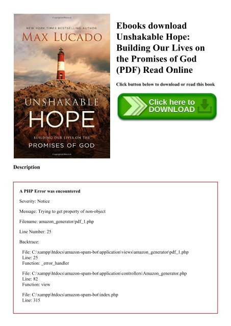 Ebooks download Unshakable Hope Building Our Lives on the Promises of God (PDF) Read Online