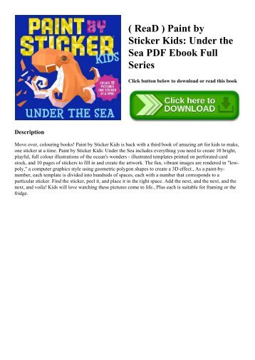 ( ReaD ) Paint by Sticker Kids Under the Sea PDF Ebook Full Series