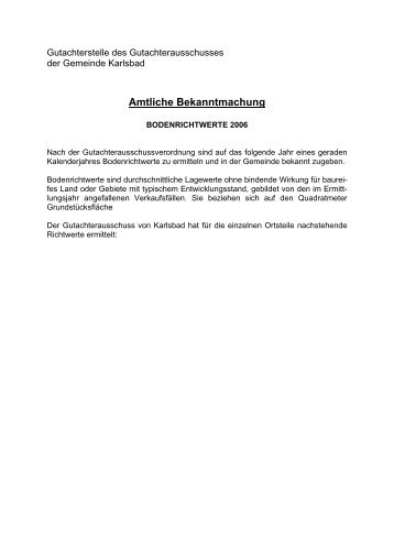 Amtliche Bekanntmachung - Gemeinde Karlsbad