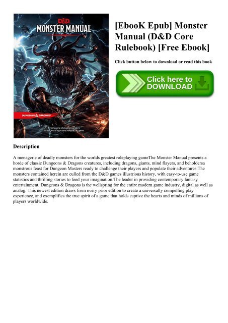 [EbooK Epub] Monster Manual (D&D Core Rulebook) [Free Ebook]