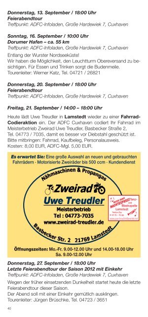 Touren & Aktionen im Cuxland ´12 - ADFC - Cuxhaven