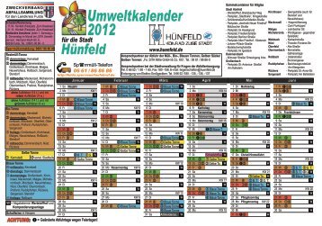 Umweltkalender 2012 Hünfeld für die Stadt