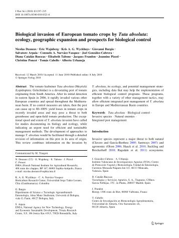 Biological invasion of European tomato crops by Tuta absoluta ... - Inra