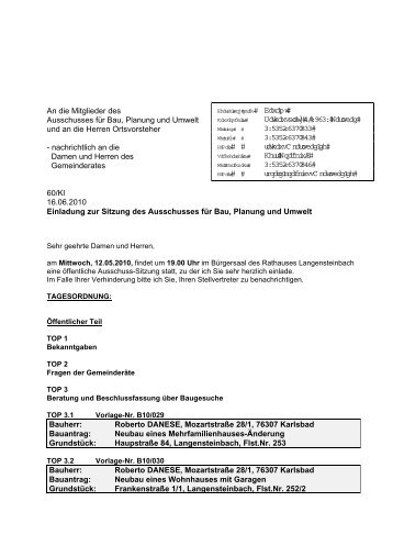 BPU-Sitzung - Gemeinde Karlsbad