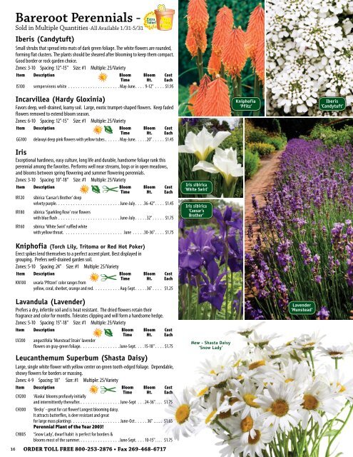 Bareroot Perennials - De Groot, Inc.