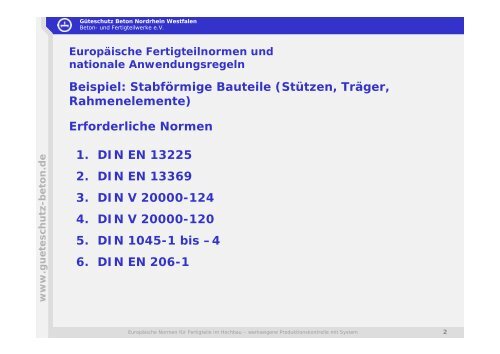 Europäische Produktnormen für das Bauen mit ... - Güteschutz Beton