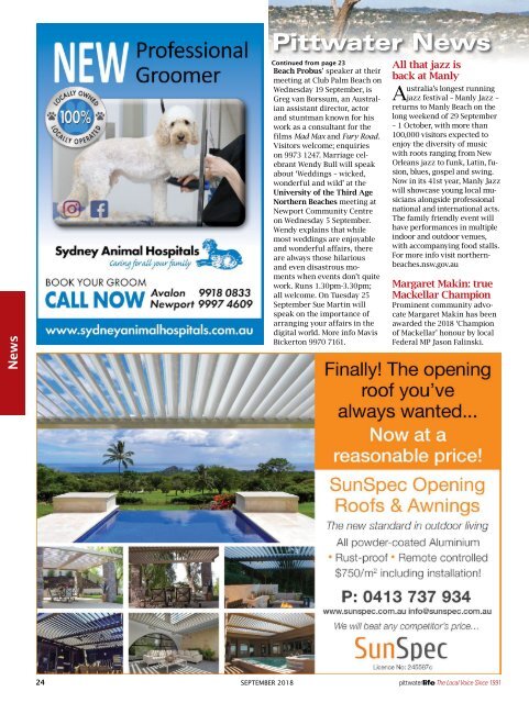 Pittwater Life September 2018 Issue