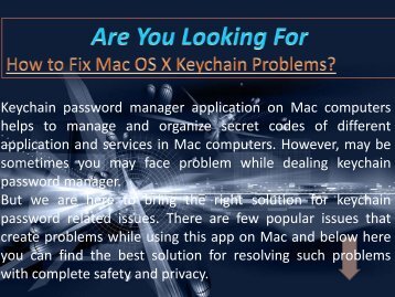 How to Fix Mac OS X Keychain Problems