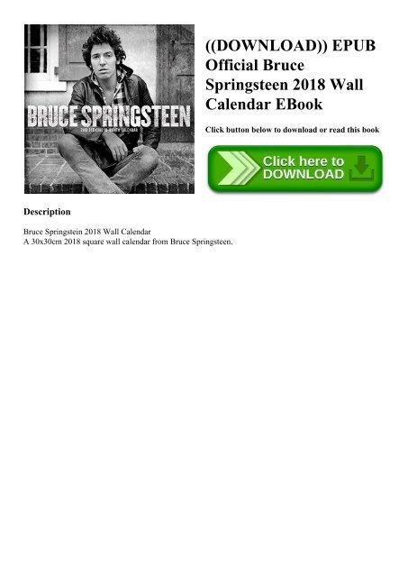 Bruce Springsteen 2018 Calendar