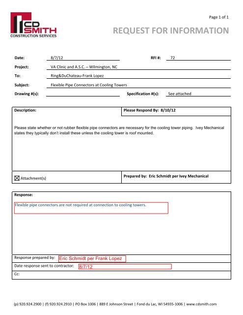 Request For Information Cd Smith Construction