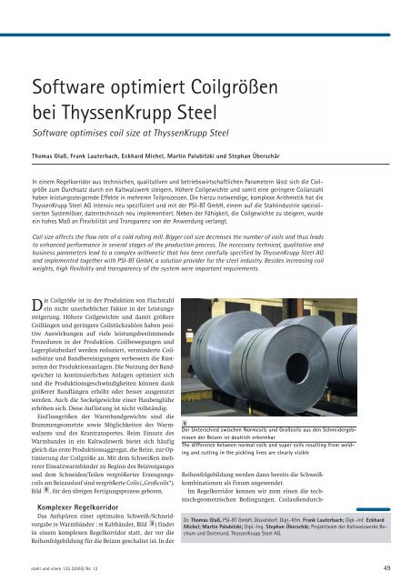 Software optimiert Coilgrößen bei ThyssenKrupp ... - PSI Metals GmbH
