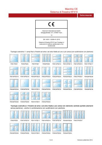 Marchio CE Sistema di finestra KF410 - Internorm-Fenster AG