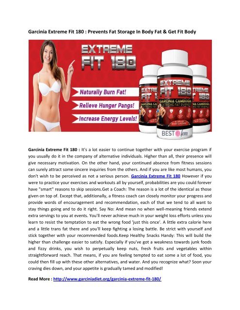 Garcinia Extreme Fit 180 : Burn Your Fat Cells & Get Slim Down