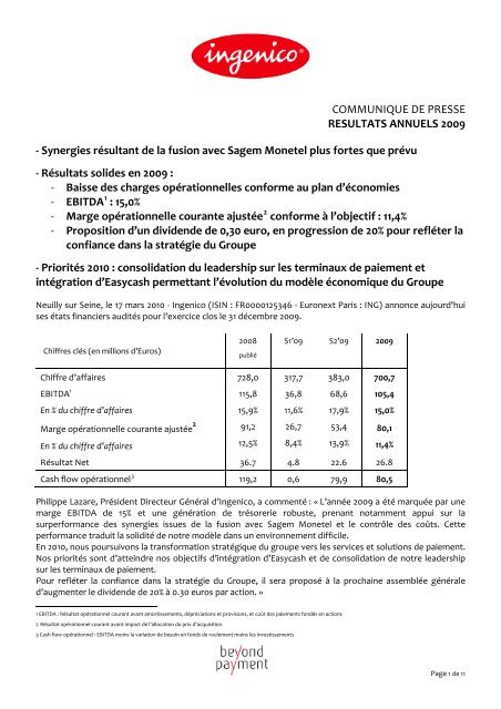 Communiqué de presse -  Ingenico