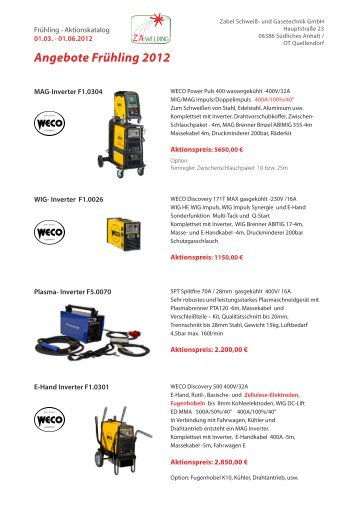 Angebote Frühling 2012 - Zabel Schweiß