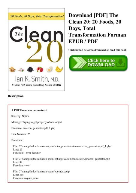 Download [PDF] The Clean 20 20 Foods  20 Days  Total Transformation Forman EPUB  PDF