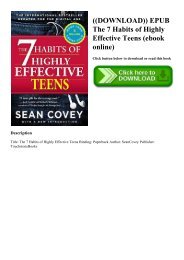 ((DOWNLOAD)) EPUB The 7 Habits of Highly Effective Teens (ebook online)