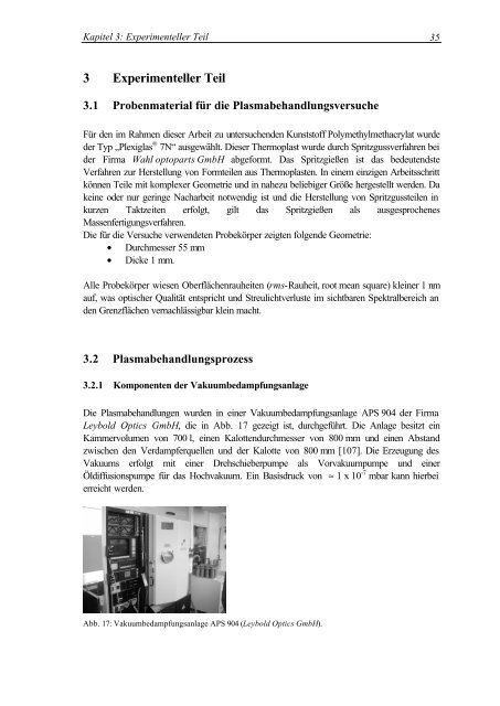 Oberflächenmodifizierung von Polymethylmethacrylat durch ...