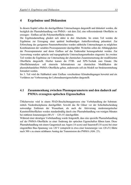 Oberflächenmodifizierung von Polymethylmethacrylat durch ...