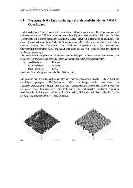 Oberflächenmodifizierung von Polymethylmethacrylat durch ...