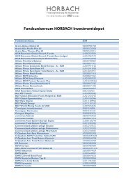 Fondsuniversum HORBACH Investmentdepot