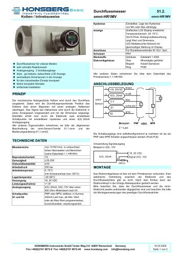 Durchflussmesser 51.2. omni-HR1MV - Honsberg